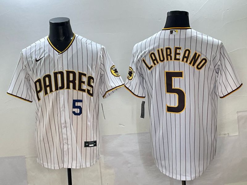 Men San Diego Padres #5 Laureano White Stripe Nike 2025 MLB Jersey 02->women mlb jersey->Women Jersey